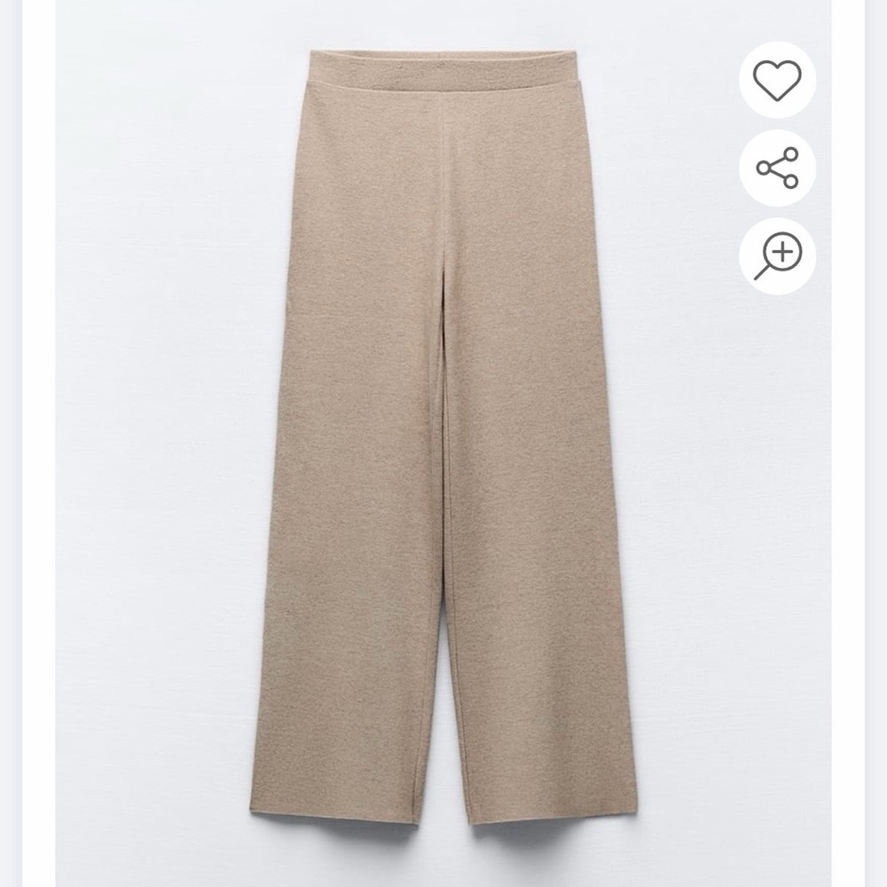 Zara camel wide leg sweater pull on pants